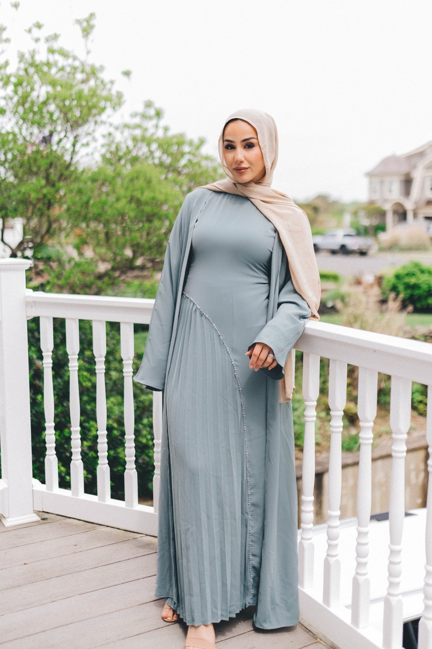 Samira Pleat Abaya Set - Teal Samira Pleat Abaya Set - Teal