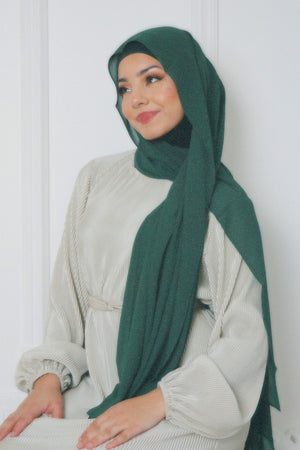 Laila Matching Chiffon Hijab Set- Hunter Green