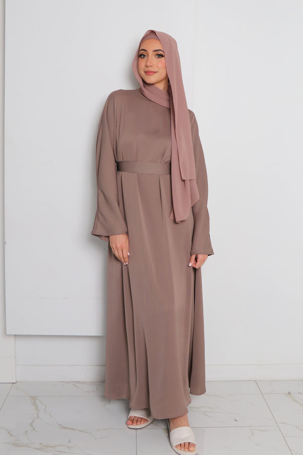 Rhea Textured Essential Closed Abaya- Mink
