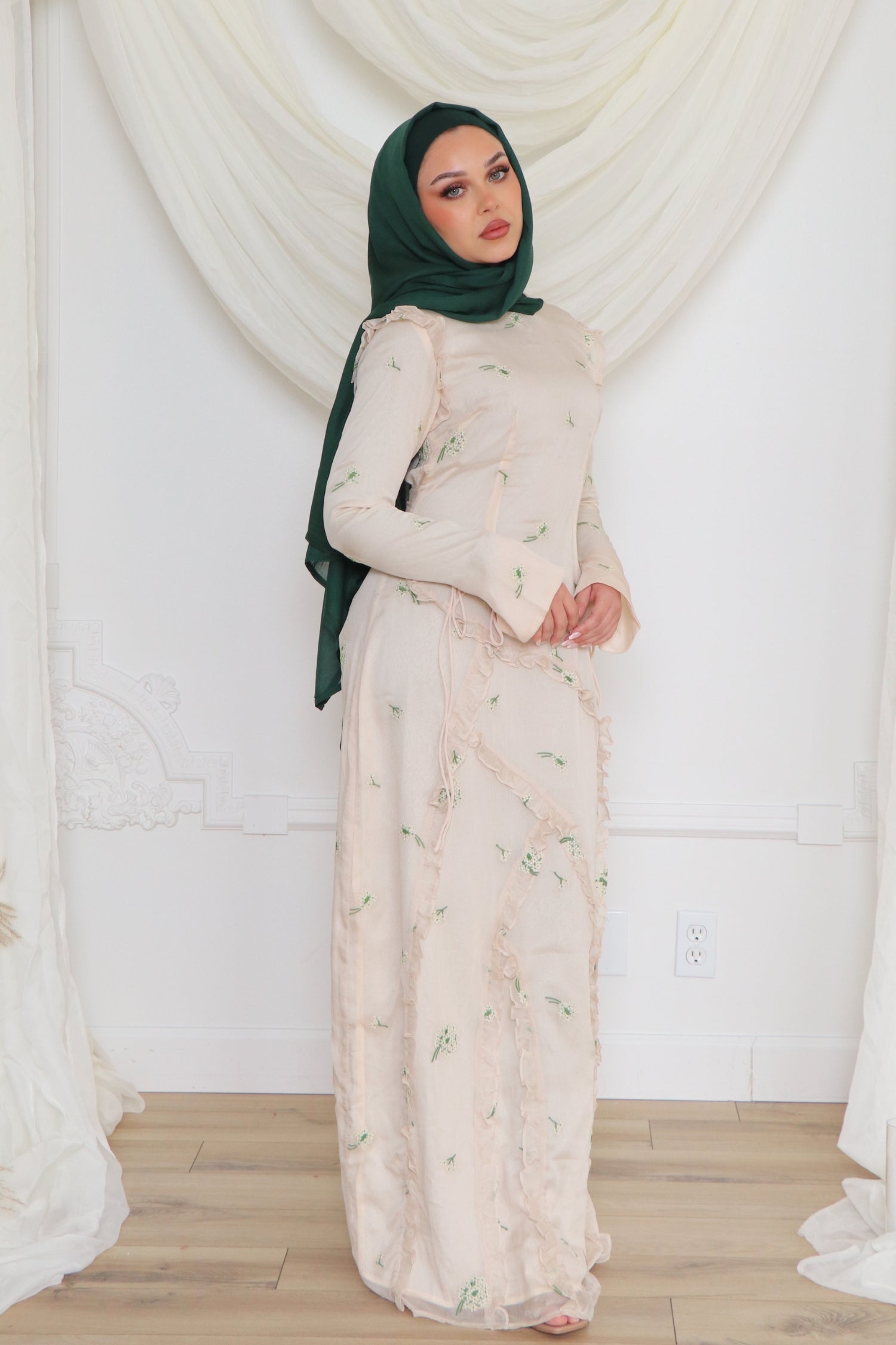 fitted lace wedding dress R.Vivimos Maxi Dress for Women Long Sleeve V Neck Empire Waist Layered  Ruffle Boho Casual Flowy Long Dresses (Small, Beige) at Amazon Women's  Clothing store