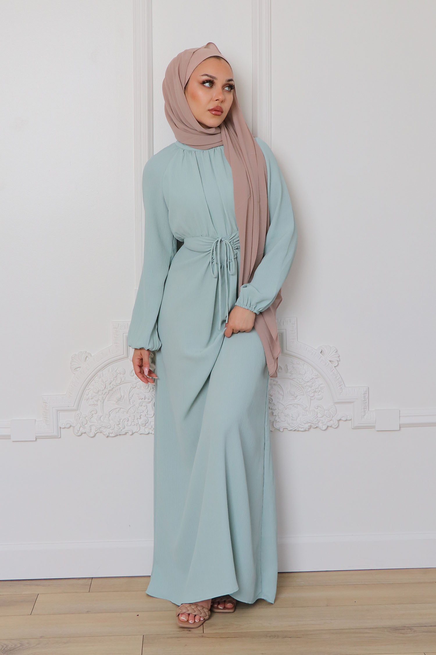 Kaia Textured Maxi Dress- Dusty Blue L by LaMeera Moda