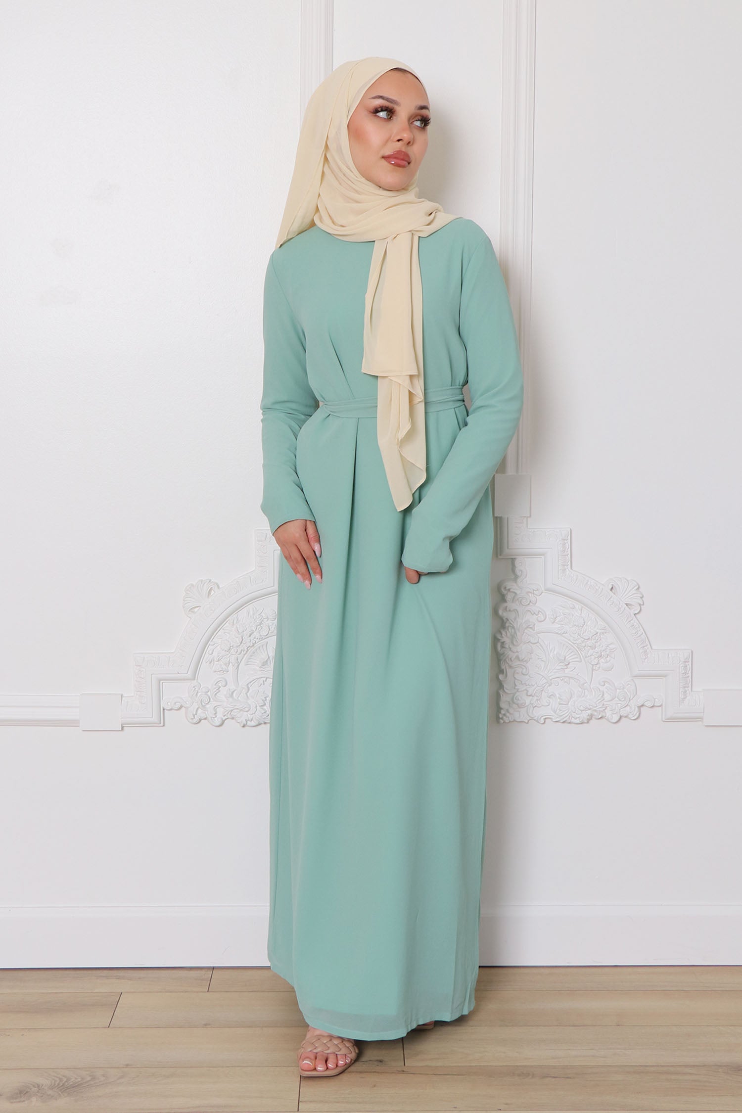 Irene Chiffon Dress- Mint 56 by LaMeera Moda Irene Chiffon Dress- Mint 56 by LaMeera Moda