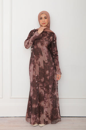 Nailea Organza Floral Dress- Mocha