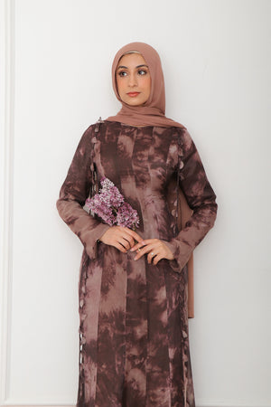 Nailea Organza Floral Dress- Mocha