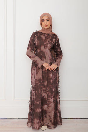 Nailea Organza Floral Dress- Mocha