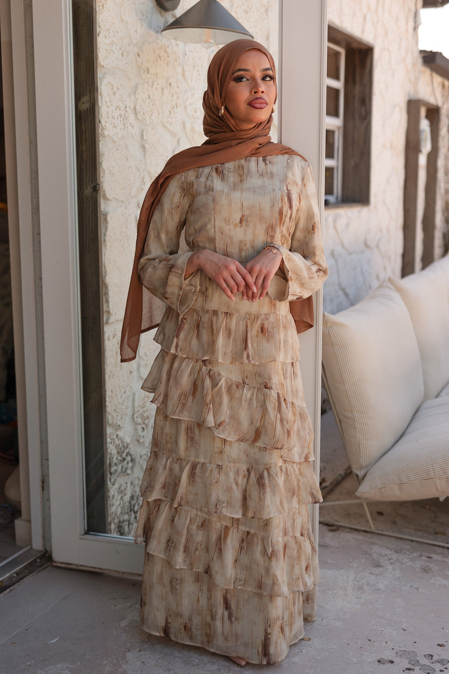 white christmas dresses Lina Ribbed Maxi Set- Cream main image 0