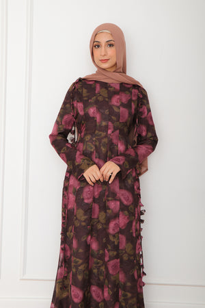 Nailea Organza Floral Dress- Plum