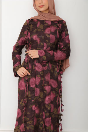 Nailea Organza Floral Dress- Plum