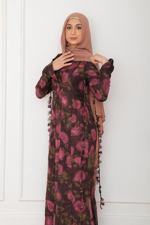 Nailea Organza Floral Dress- Plum