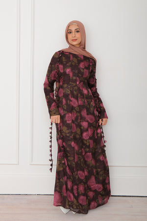 Nailea Organza Floral Dress- Plum