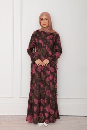 Nailea Organza Floral Dress- Plum
