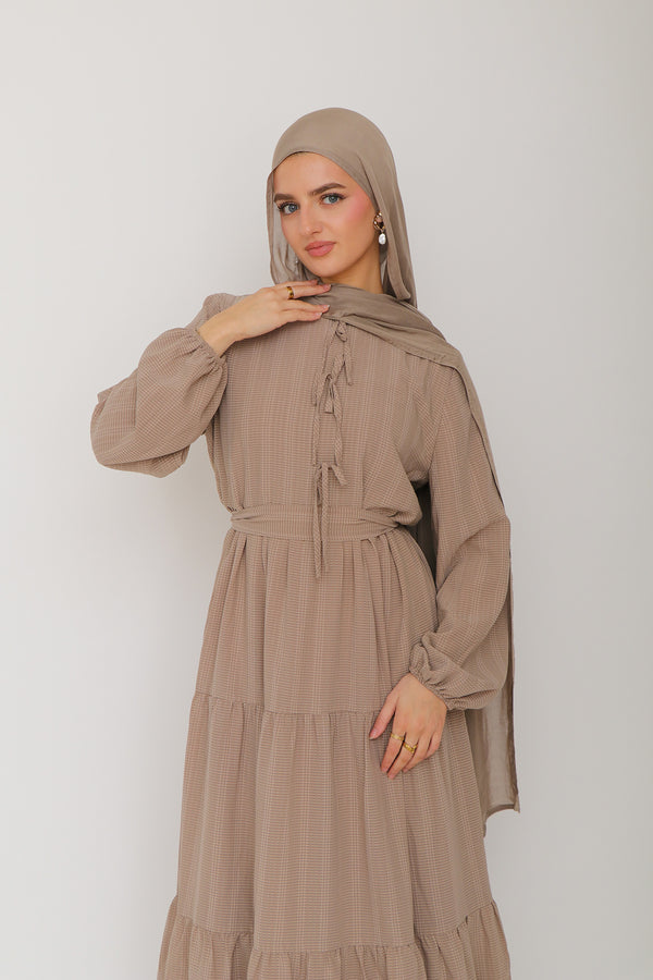 Janan Smock Dress- Khaki