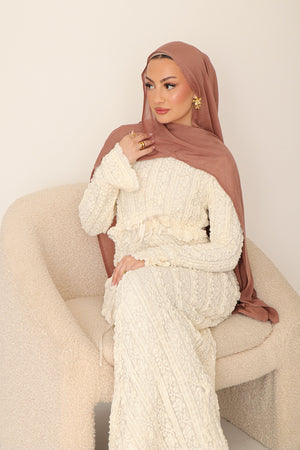 Giara Lace Ruffle Dress- Cream