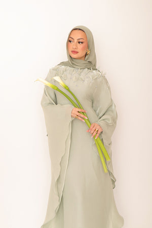 Fayra Organza Butterfly Dress- Mint gray