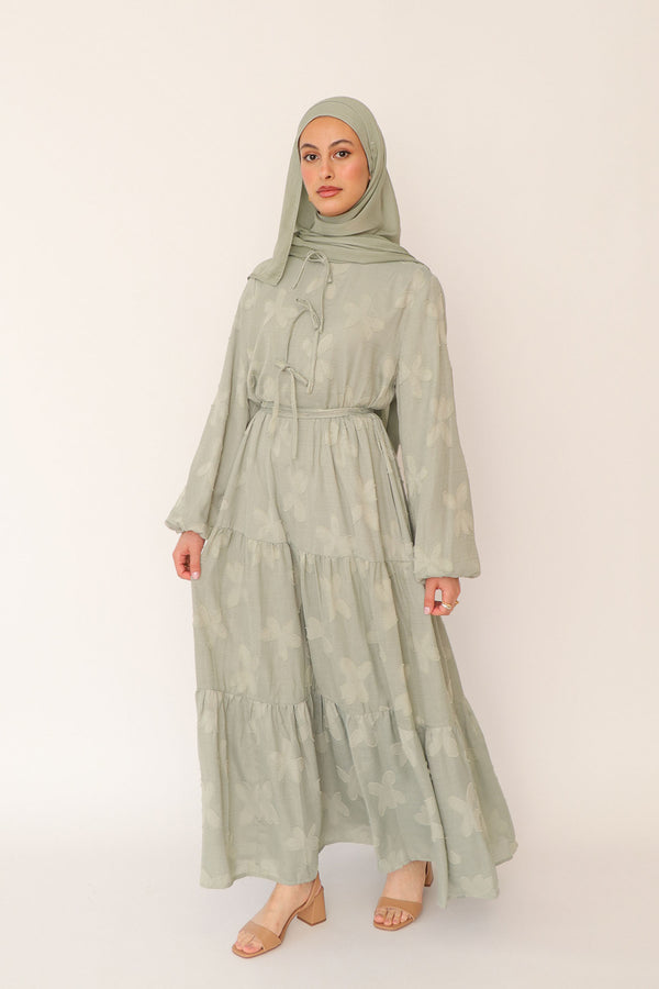 Janan Smock Dress- Sage