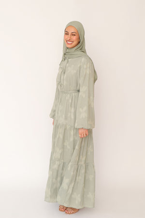Janan Smock Dress- Sage