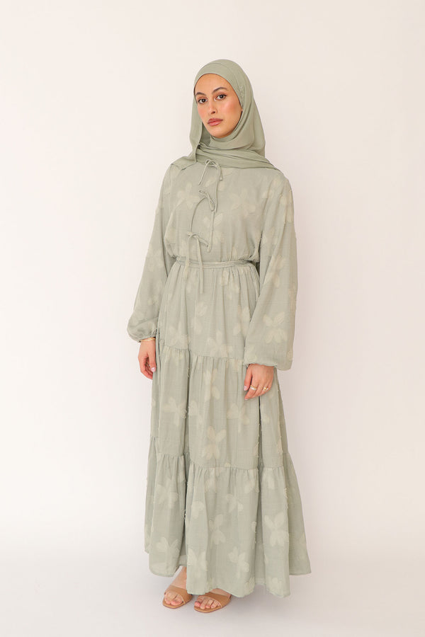 Janan Smock Dress- Sage