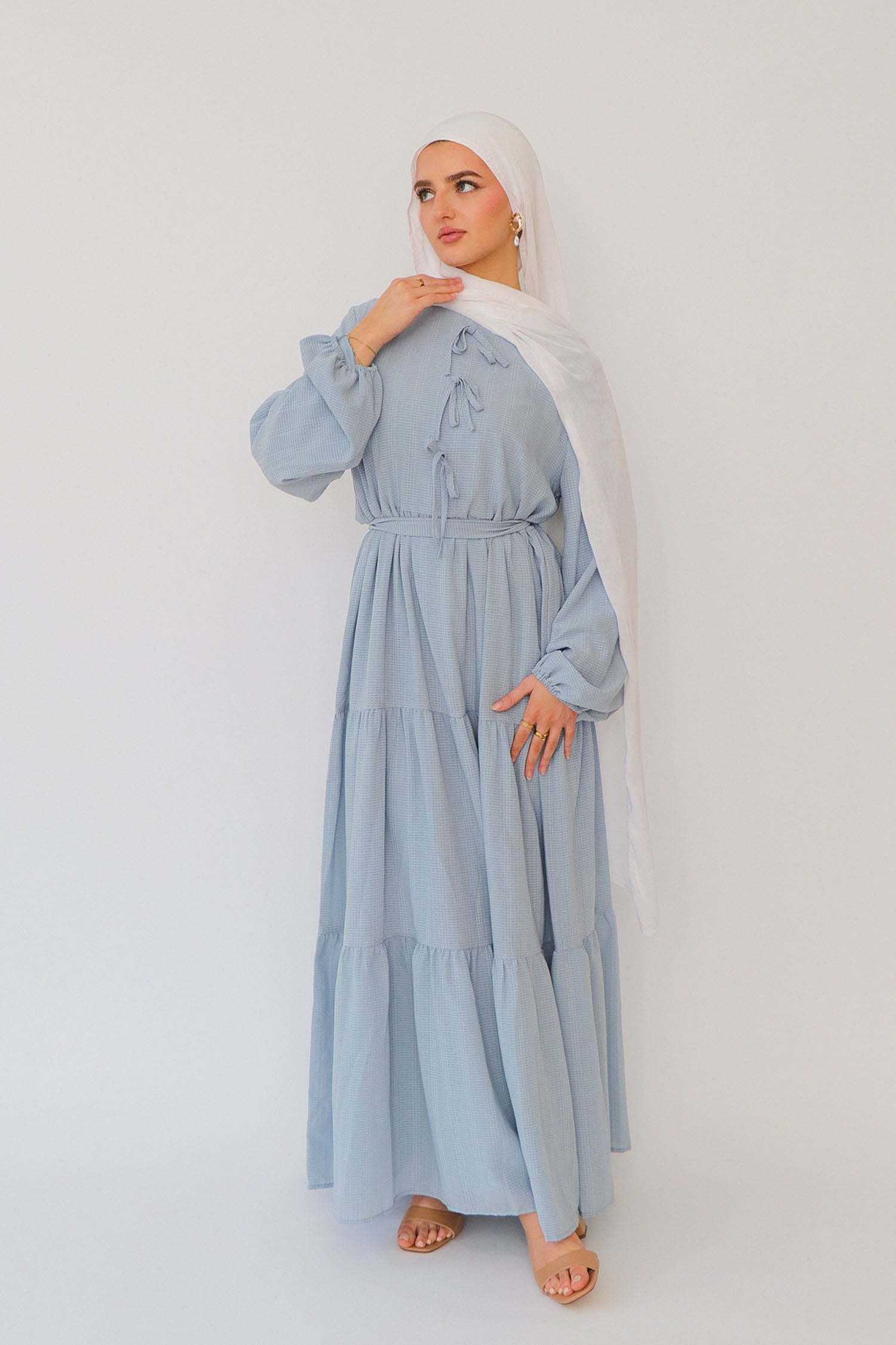 smock dress blue Janan Smock Dress- Blue Gray