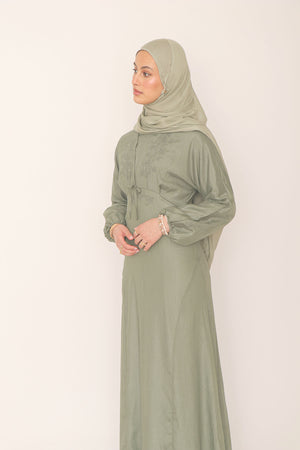 Leila Organza Embroidery  Dress - Sage