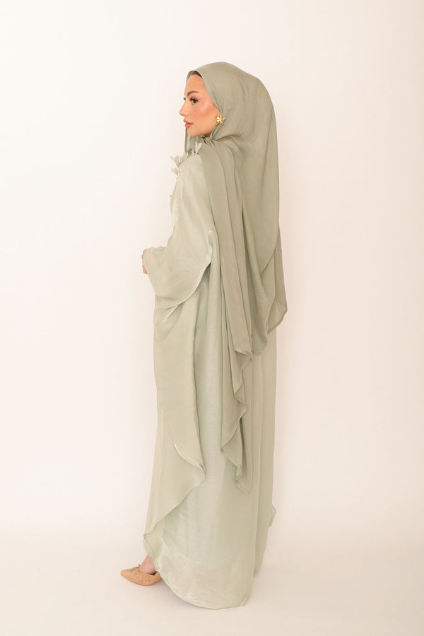 Fayra Organza Butterfly Dress- Mint gray
