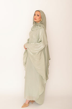 Fayra Organza Butterfly Dress- Mint gray
