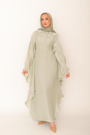 Fayra Organza Butterfly Dress- Mint gray