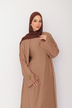 Palm Linen Abaya Set- Dusty Mauve