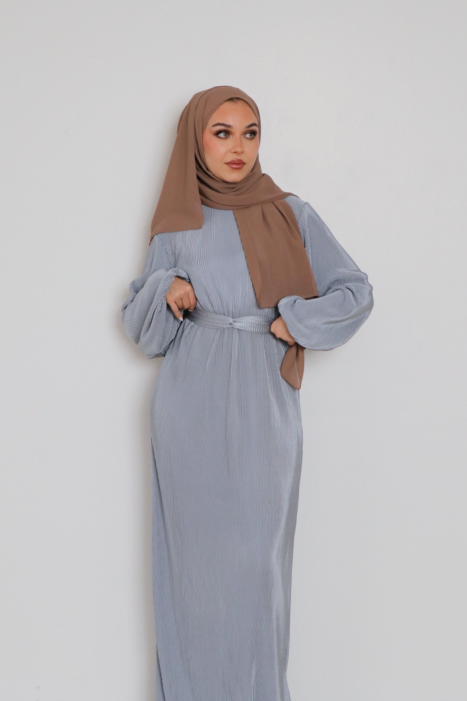 Alice Pleat Dress- Mint Gray XS by LaMeera Moda