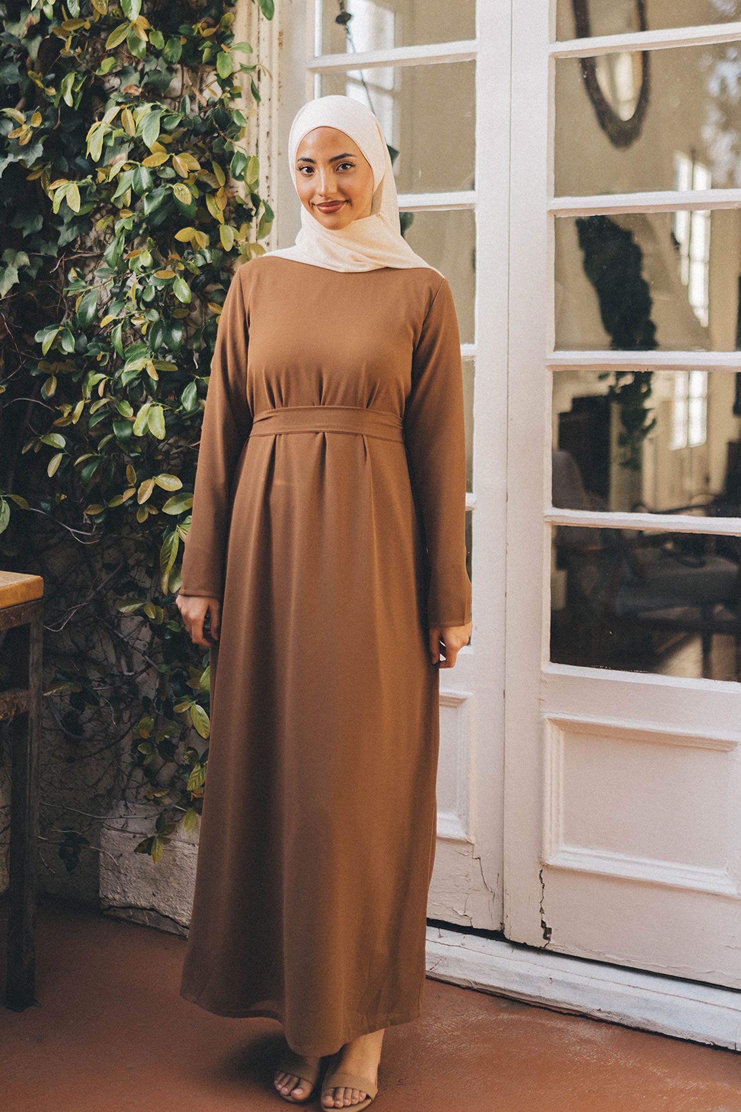 Irene Chiffon Sheath Dress- Brown 56 by LaMeera Moda Irene Chiffon Sheath Dress- Brown 56 by LaMeera Moda