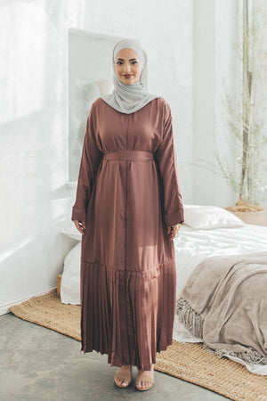 Sahra Open Pleat Abaya- Muave