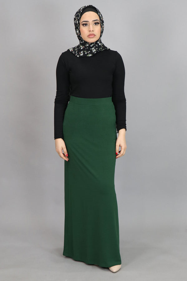 Hunter Green Spandex Maxi Skirt (4537001607225)