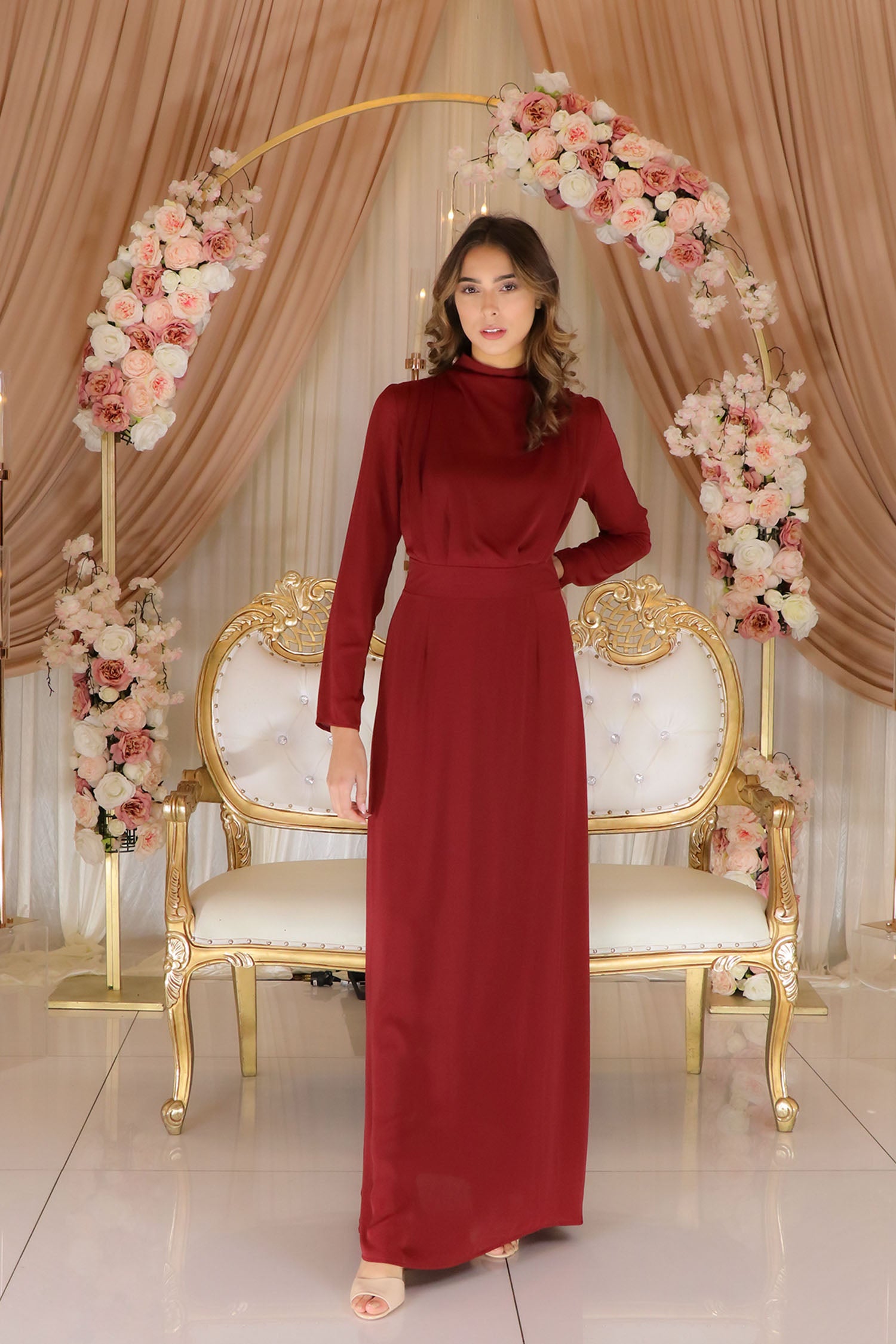 Bella Chiffon Dress Maroon