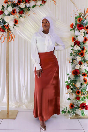 Lameera Satin Skirt - Burnt Orange