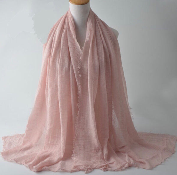 Light Pink Pleated Cotton Scarf (2245151588409)