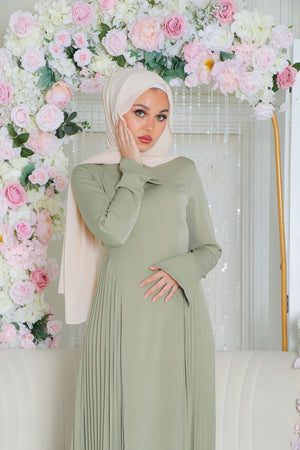 Kelsi Soft Pleat Dress- Light Sage