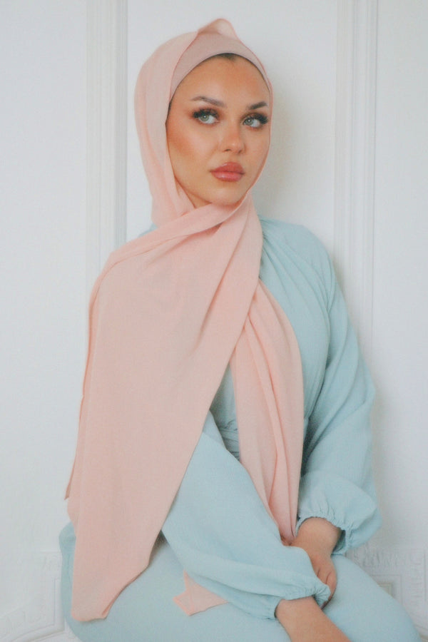 Laila Matching Chiffon Hijab Set- Light Pink