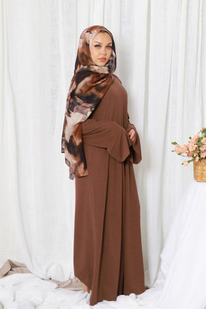 Tala premium Ribbed Knit Abaya- Espresso