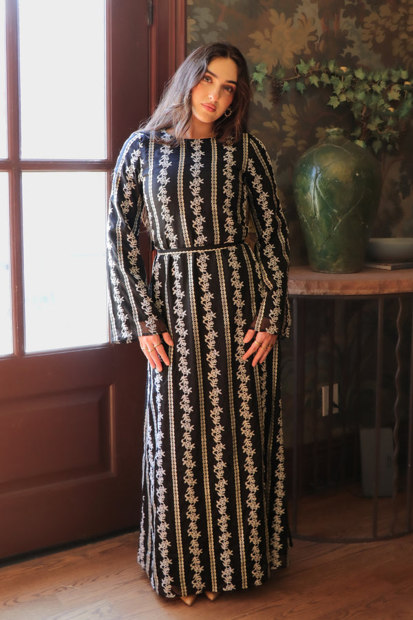 Elena Lace Maxi Dress- Black