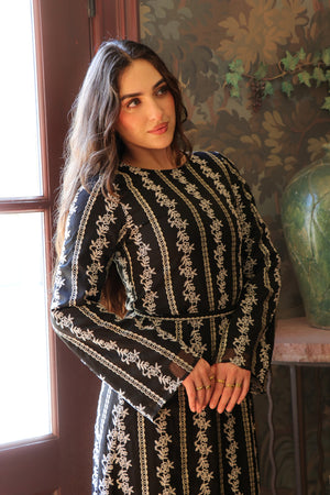 Elena Lace Maxi Dress- Black