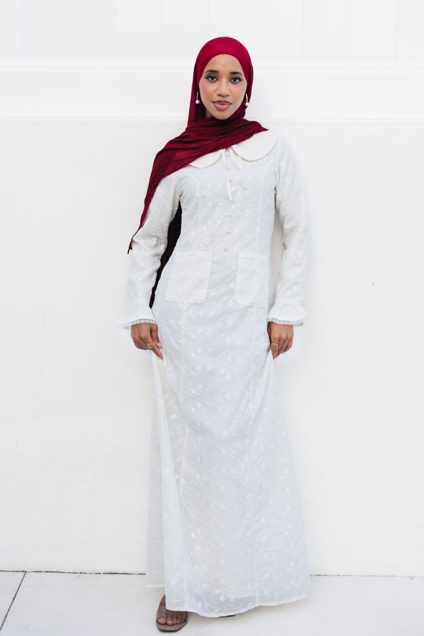 Elora Lace Floral Dress - Beige