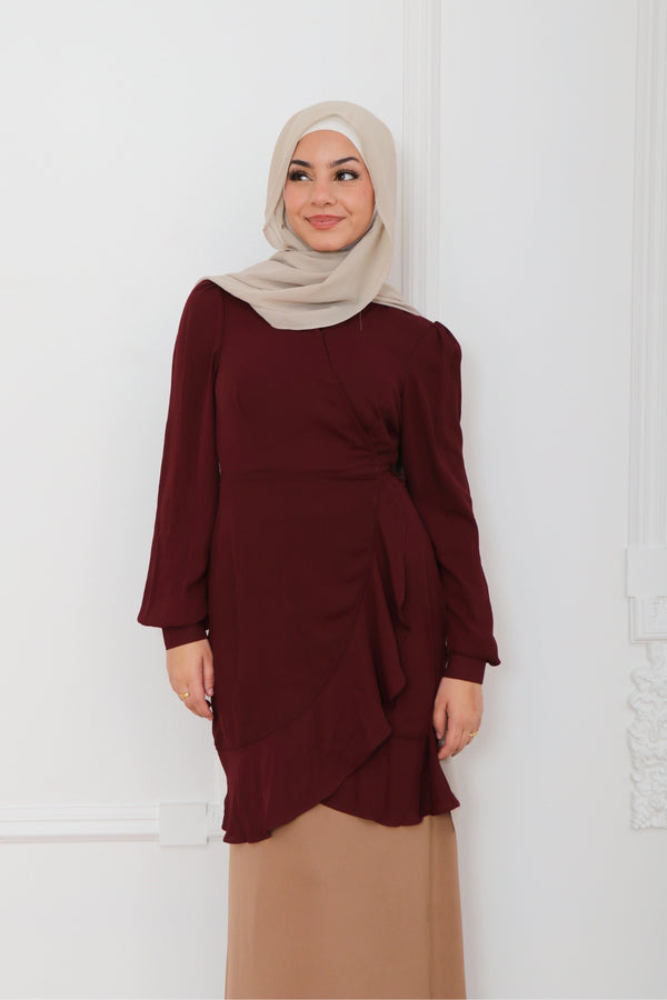 Tessa Wrap Top- Mahogany