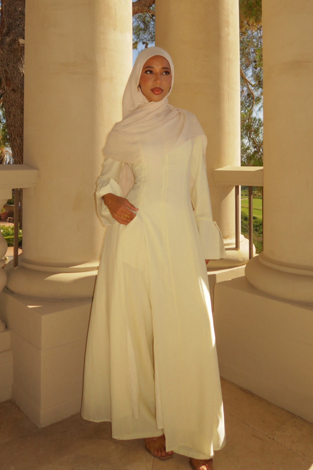 Sila Textured Chiffon Pants Set - Butter Yellow