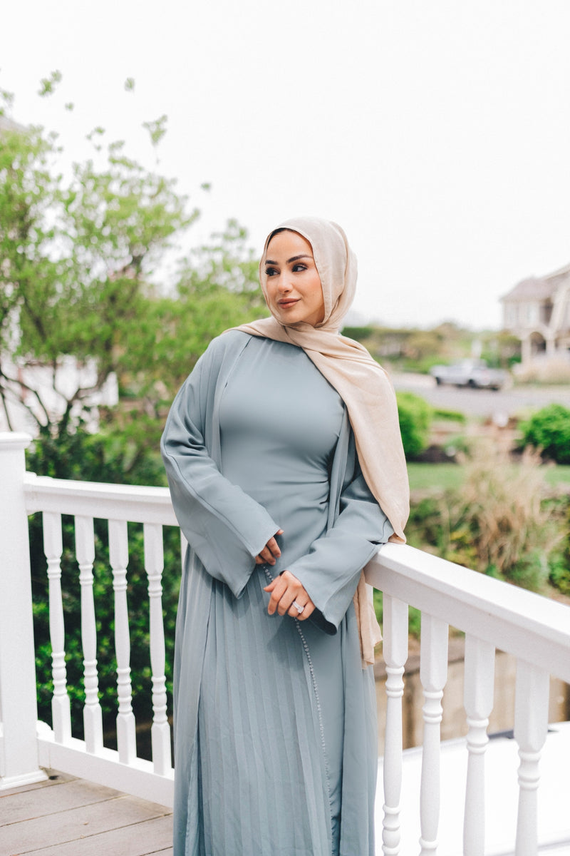 Samira Pleat Abaya Set - Teal