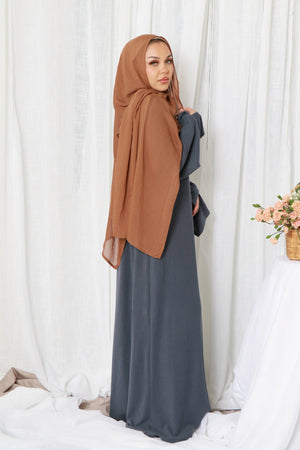 Tala premium Ribbed Knit Abaya- Blue Gray