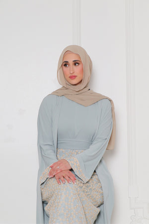 Azra Embroidery Abaya Set- Mint