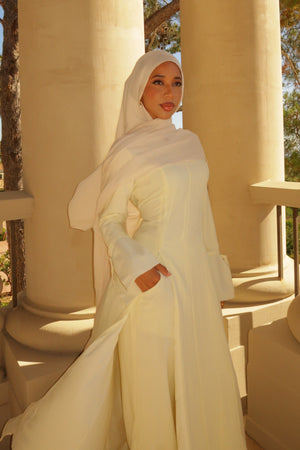 Sila Textured Chiffon Pants Set - Butter Yellow