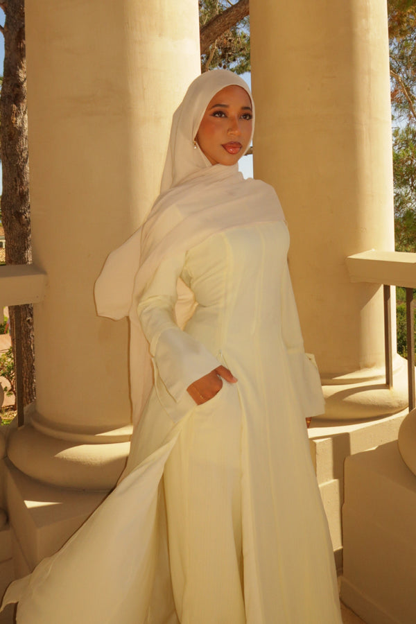 Sila Textured Chiffon Pants Set - Butter Yellow