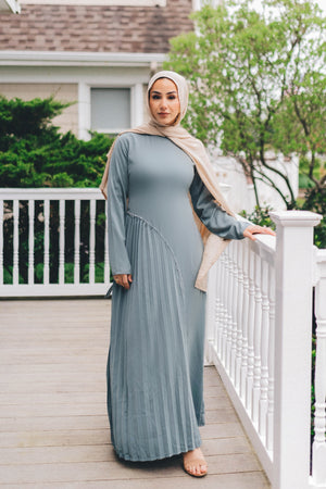 Samira Pleat Abaya Set - Teal