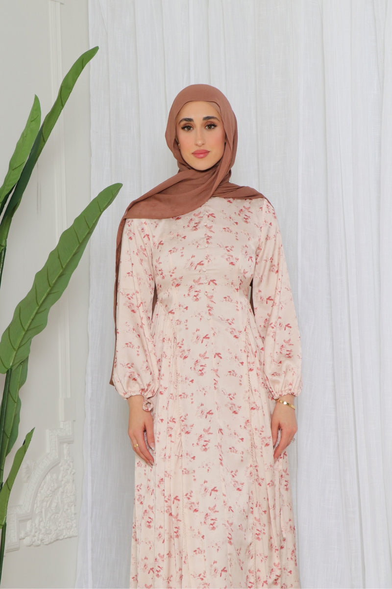 Serena Floral Embroidery Dress- Rose