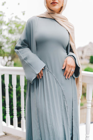 Samira Pleat Abaya Set - Teal